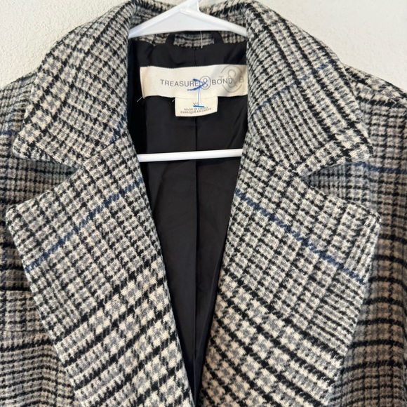 Nordstrom Treasure & Bond Plaid Double Breasted Heavyweight Plaid Coat Gray XS - Picture 6 of 11